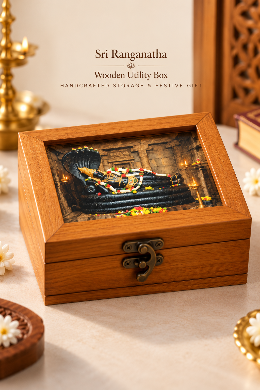 Handcrafted Storage & Festive Gift (Sri Ranganatha Lid Box)