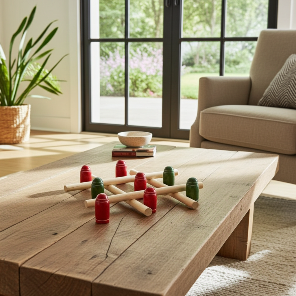 Wooden 3D Tic Tac Toe Game | Board Games for Adults and Kids (Lacquered)