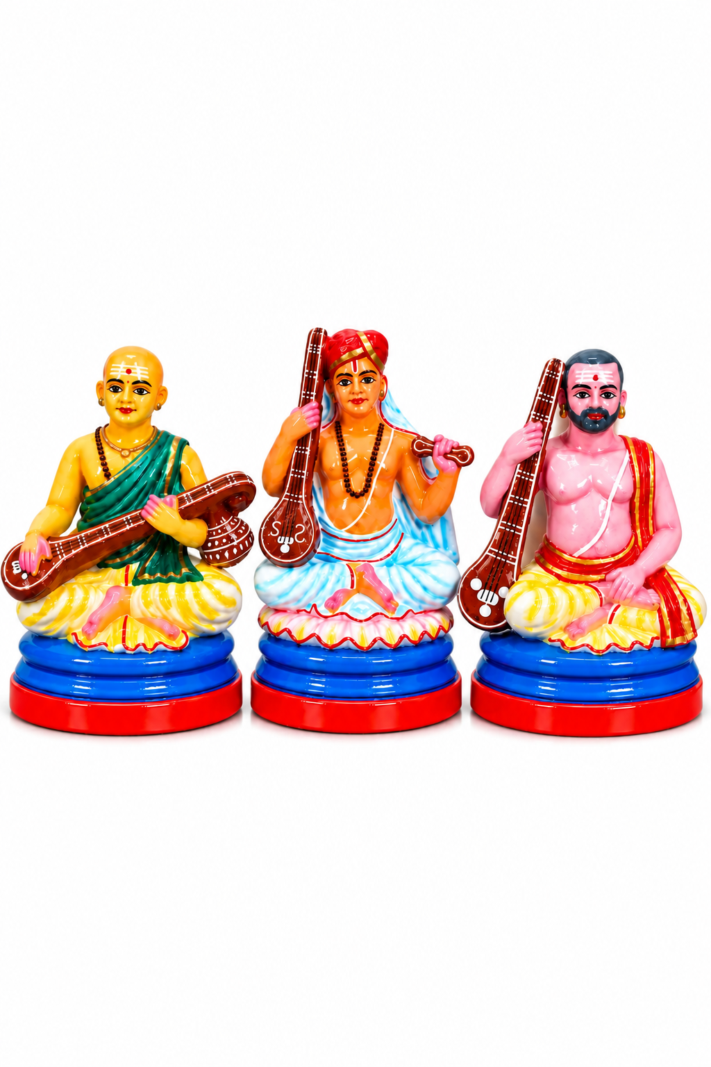 Handcrafted Masters of Carnatic Music Set – Sangeetha Trimurti Golu Dolls (Set of 3)