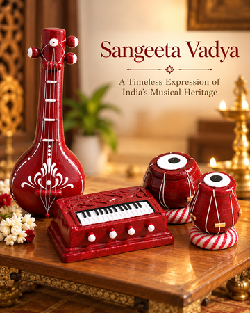 Handcrafted Clay Sangeetha Vadya Set – Miniature Musical Instruments (Set of 6)