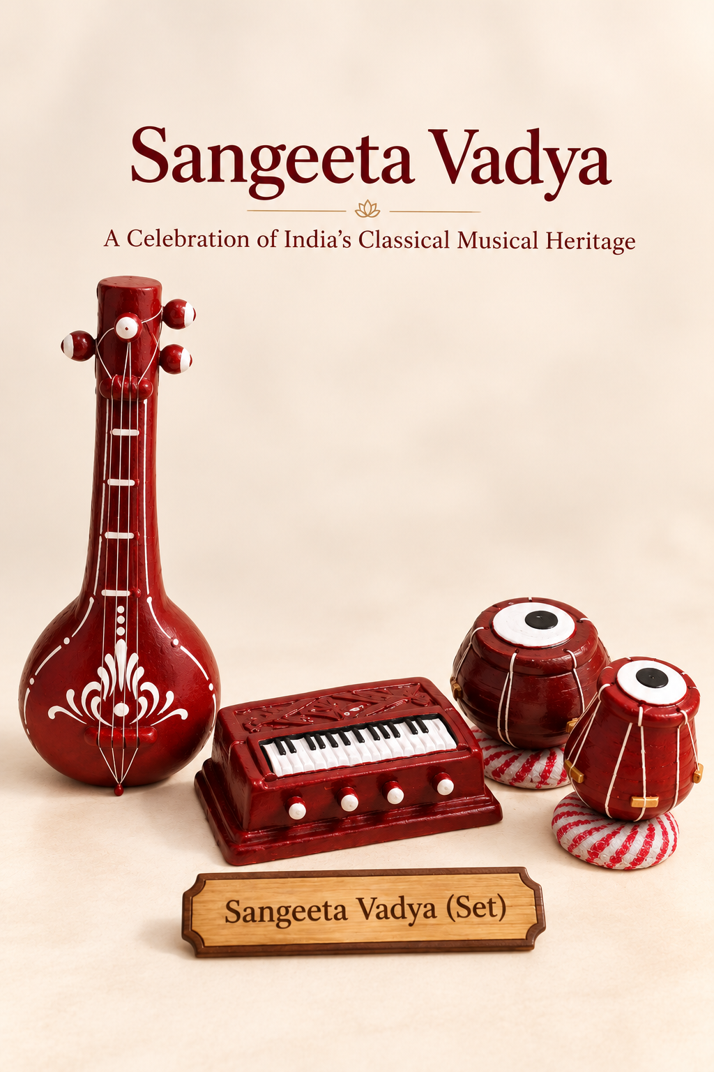 Handcrafted Clay Sangeetha Vadya Set – Miniature Musical Instruments (Set of 6)