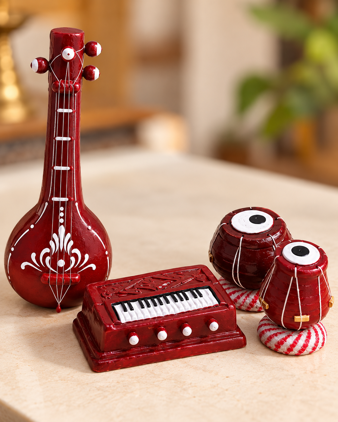 Handcrafted Clay Sangeetha Vadya Set – Miniature Musical Instruments (Set of 6)