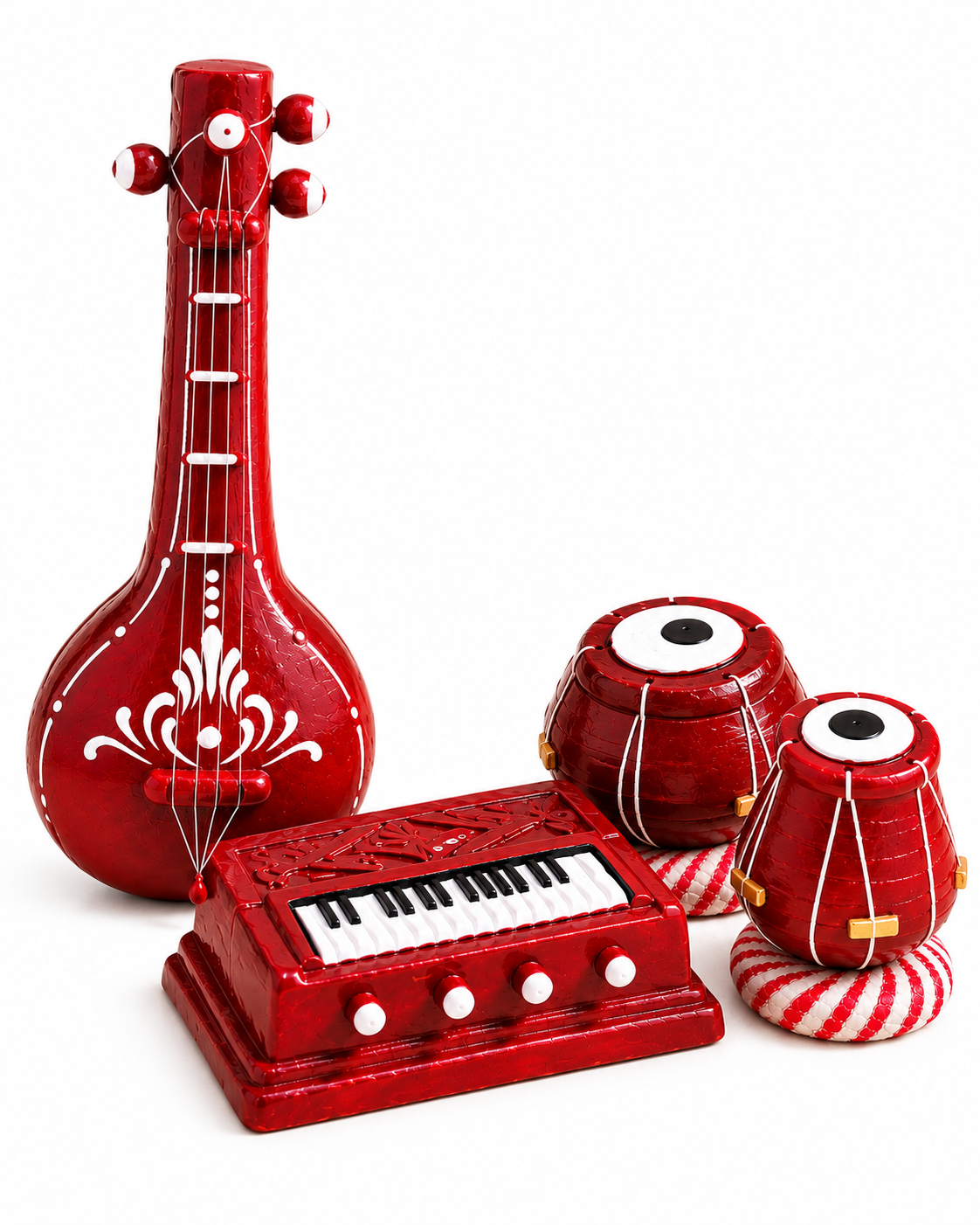 Handcrafted Clay Sangeetha Vadya Set – Miniature Musical Instruments (Set of 6)