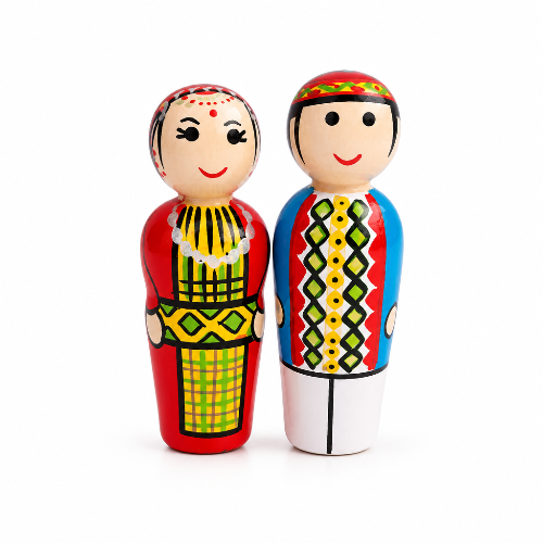 Wooden State Traditional Doll pair pretend play Imagination Montessori Non Toxic