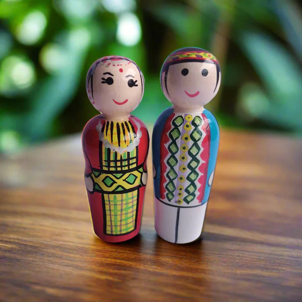 Wooden State Traditional Doll pair pretend play Imagination Montessori Non Toxic