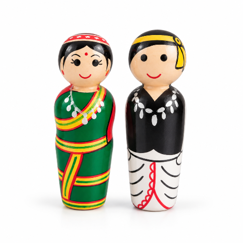 Wooden State Traditional Doll pair pretend play Imagination Montessori Non Toxic