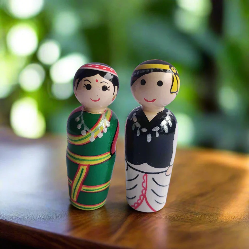 Wooden State Traditional Doll pair pretend play Imagination Montessori Non Toxic