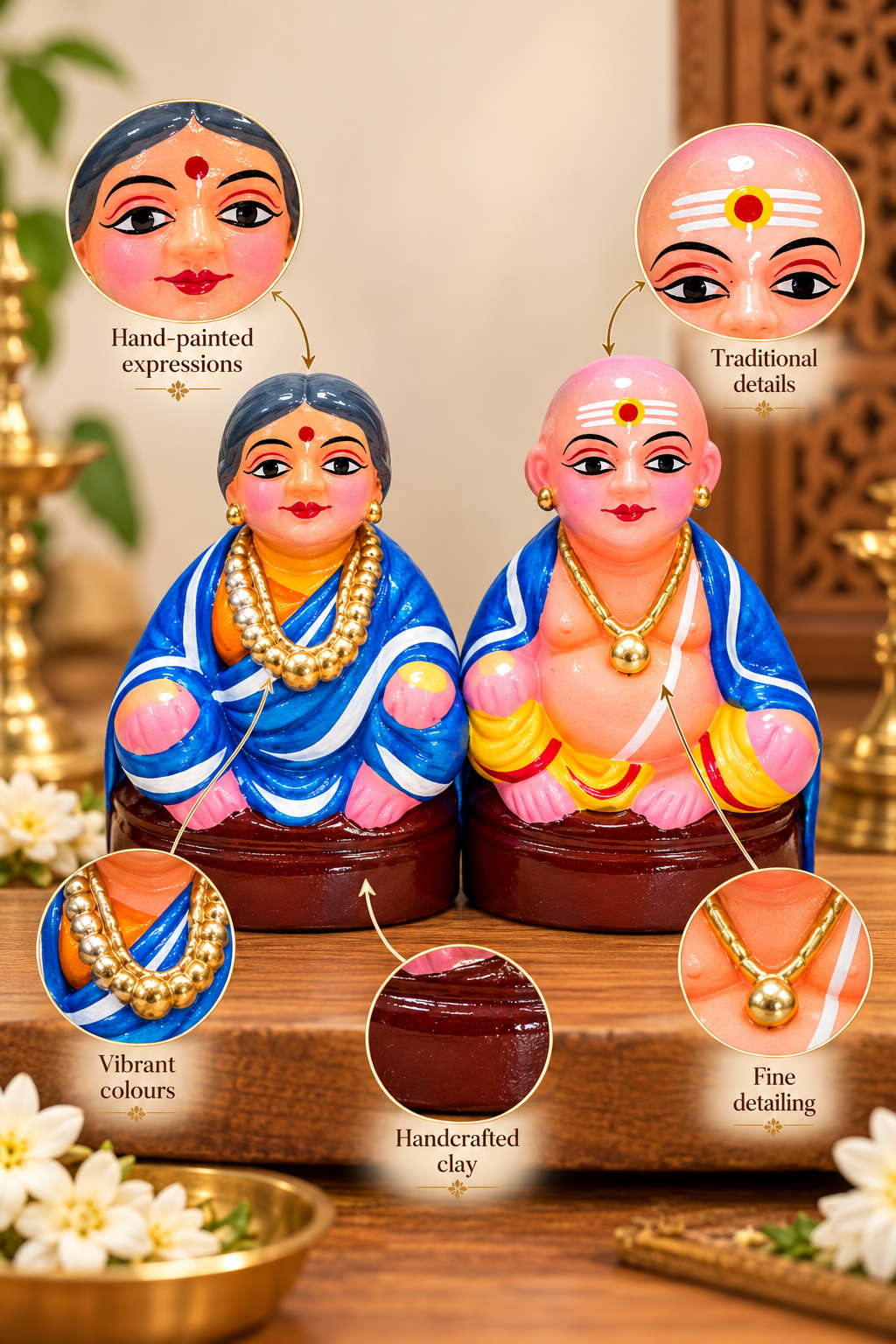 Handcrafted Clay Thatha Paati (Ajja Ajji) Dolls – Traditional Grandparent Couple