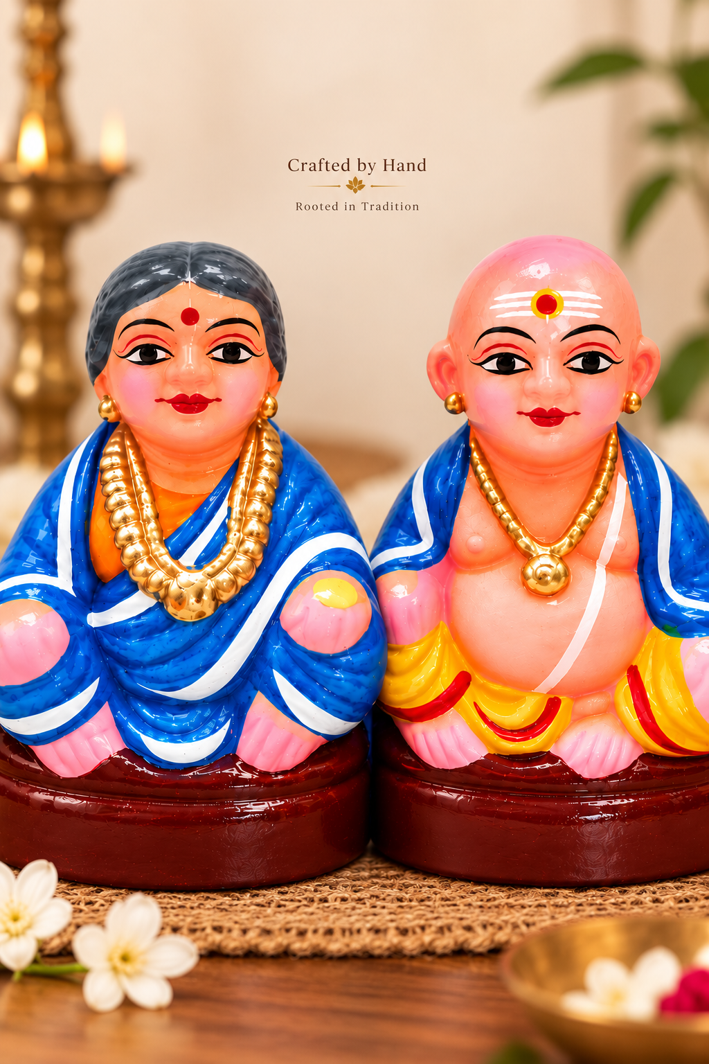 Handcrafted Clay Thatha Paati (Ajja Ajji) Dolls – Traditional Grandparent Couple