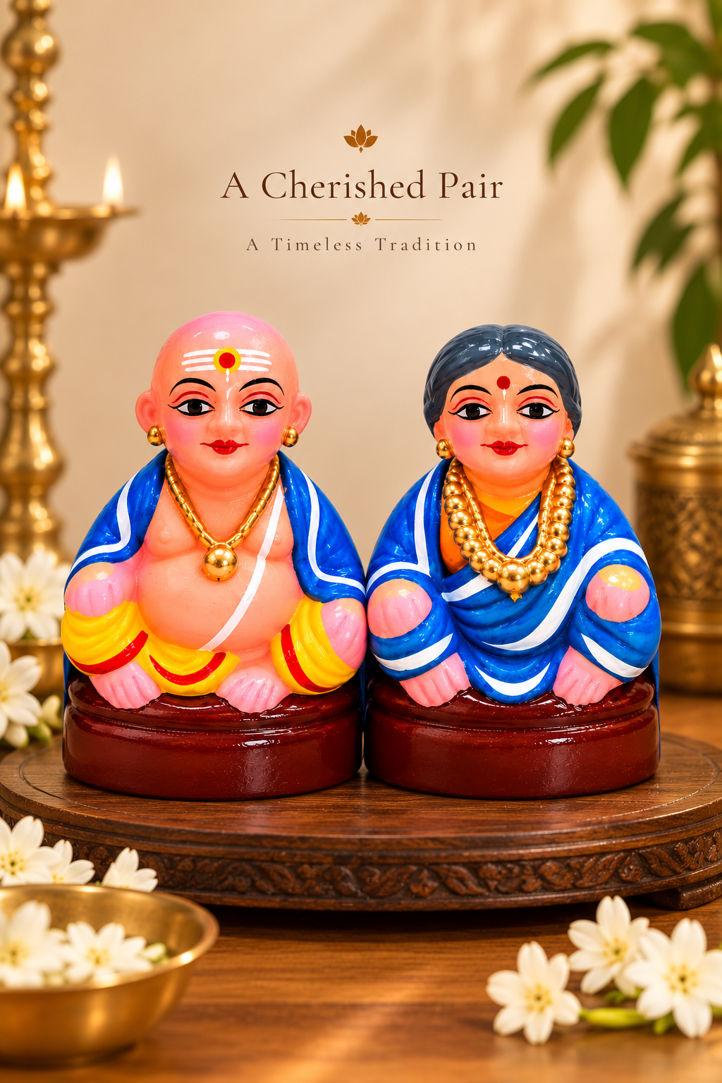 Handcrafted Clay Thatha Paati (Ajja Ajji) Dolls – Traditional Grandparent Couple
