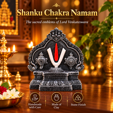 Handcrafted Shanku Chakra Namam Stand – Antique Stone Finish