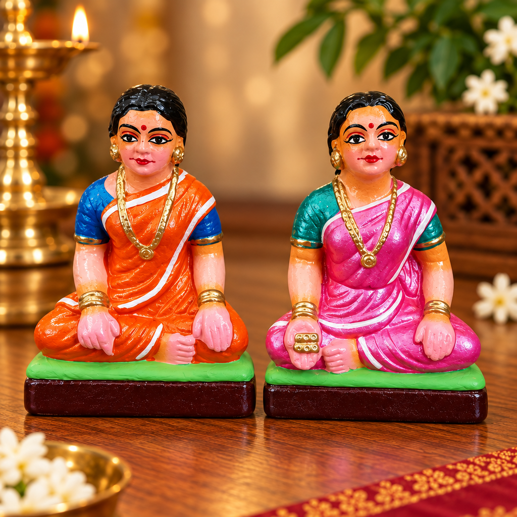 Handcrafted Traditional Pagade(Daya Kattam) Game Players Set (Set of 5) - Recreating a scene of traditional play