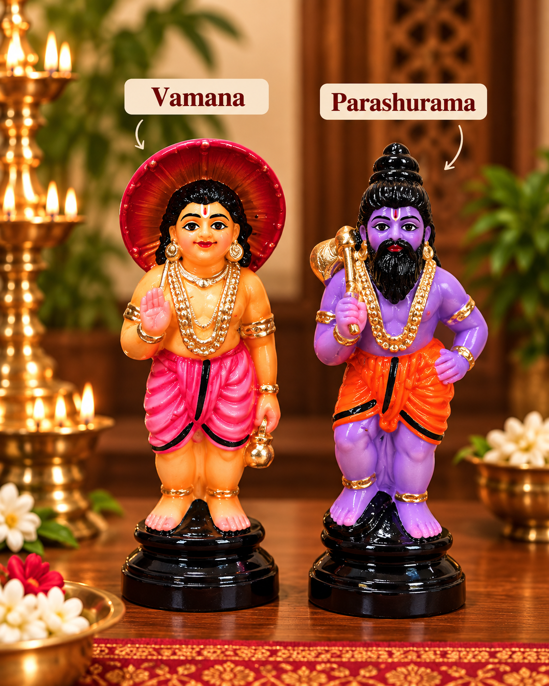 Hand-painted Vamana and Parashurama Dashavatara figures