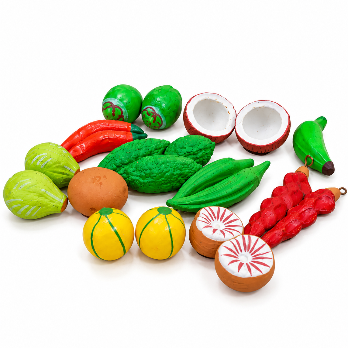 Handcrafted Clay Tarkari Set – Miniature Village Market Vegetables (19 Pcs)
