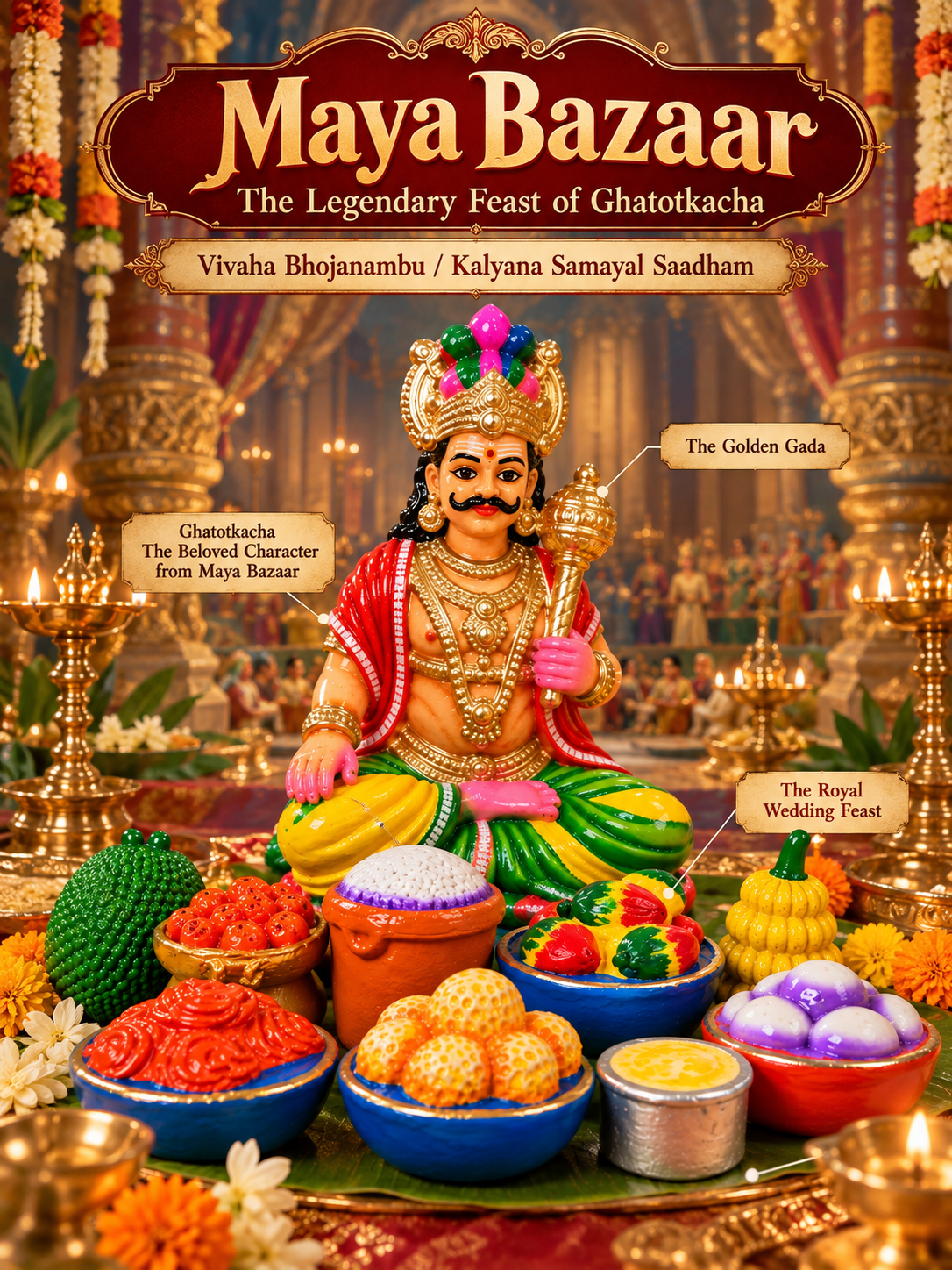 Handcrafted Ghatotkacha Vivaha Bhojanambu – Maya Bazaar Feast