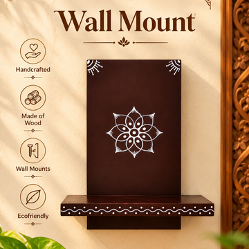 Traditional Mandala Wall Mount Shelf – Handcrafted Wooden Décor