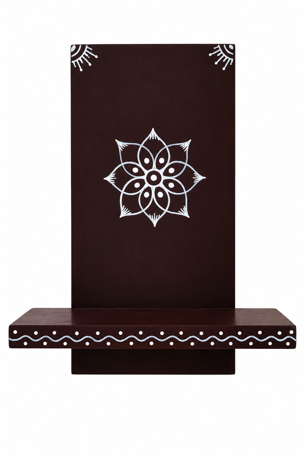 Traditional Mandala Wall Mount Shelf – Handcrafted Wooden Décor
