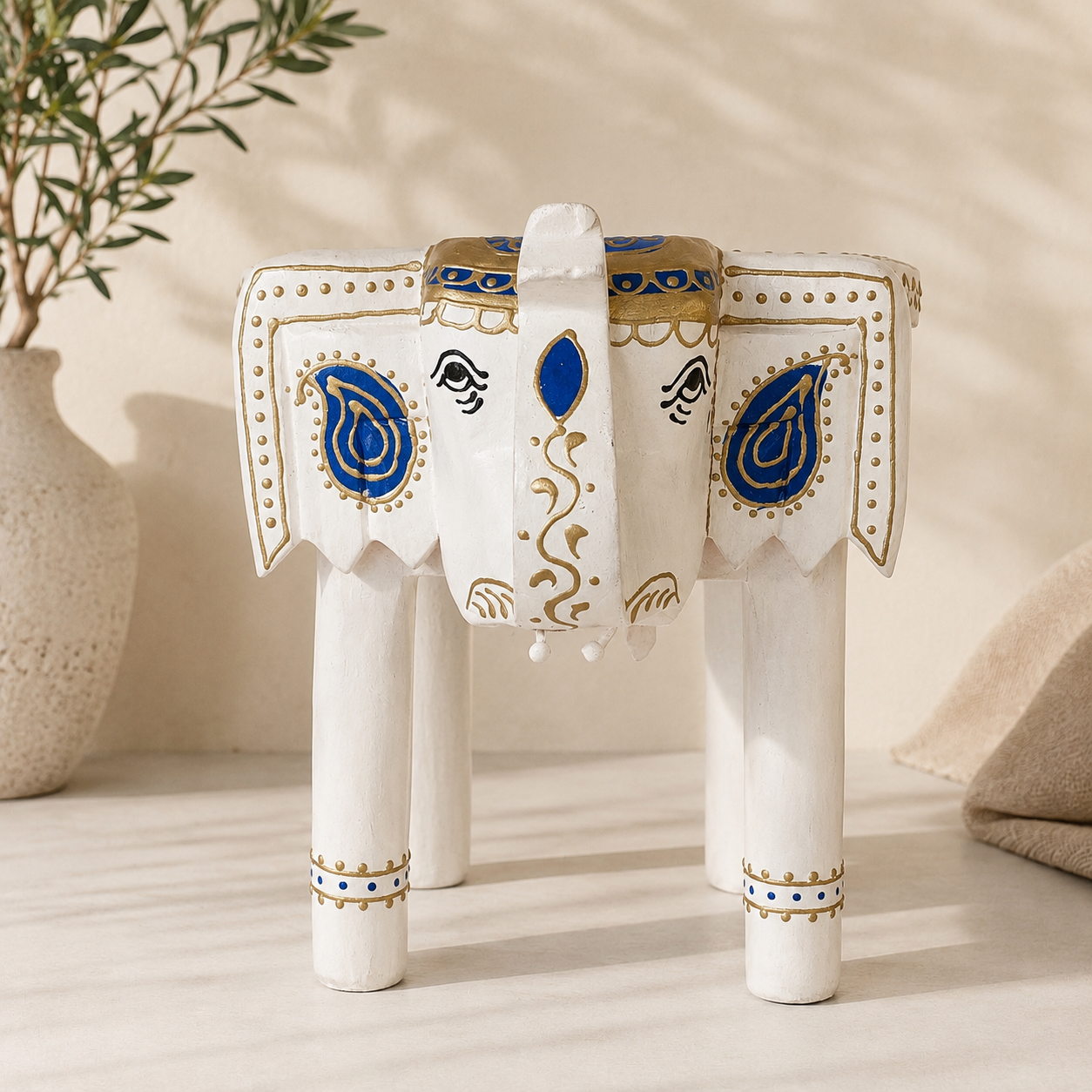 Elephant Peetha | Handcrafted Wooden Decorative Stand | Jodhpur Artisan Decor & Gift