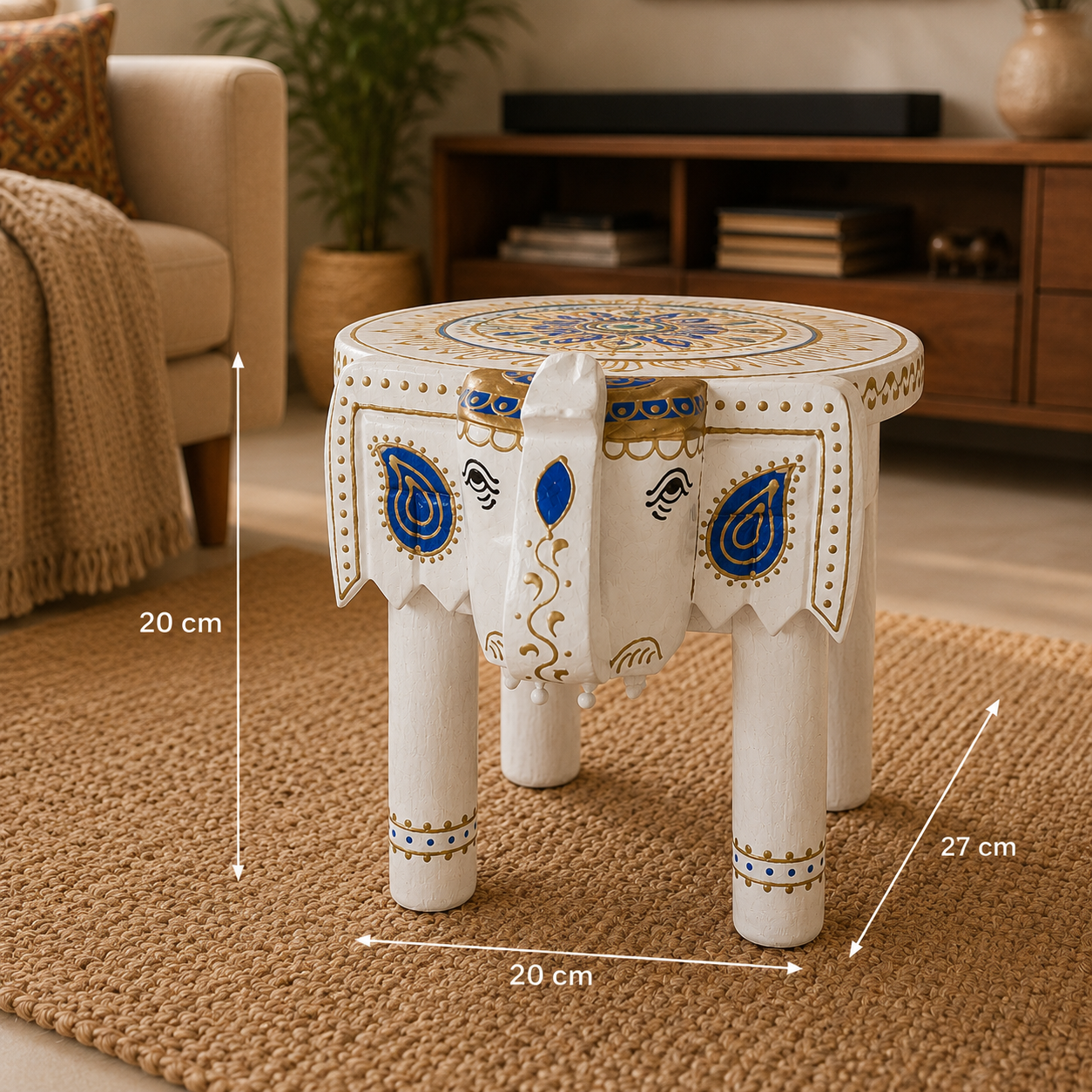 Elephant Peetha | Handcrafted Wooden Decorative Stand | Jodhpur Artisan Decor & Gift