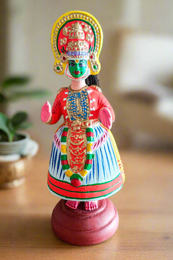 Handcrafted Dancing Kathakali Doll Set | Kerala Classical Dance Decor & Festive Gift
