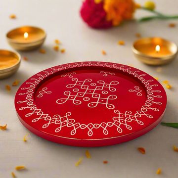 Rangoli Pooja Thali | Kolam Pooja Tray Décor Traditional