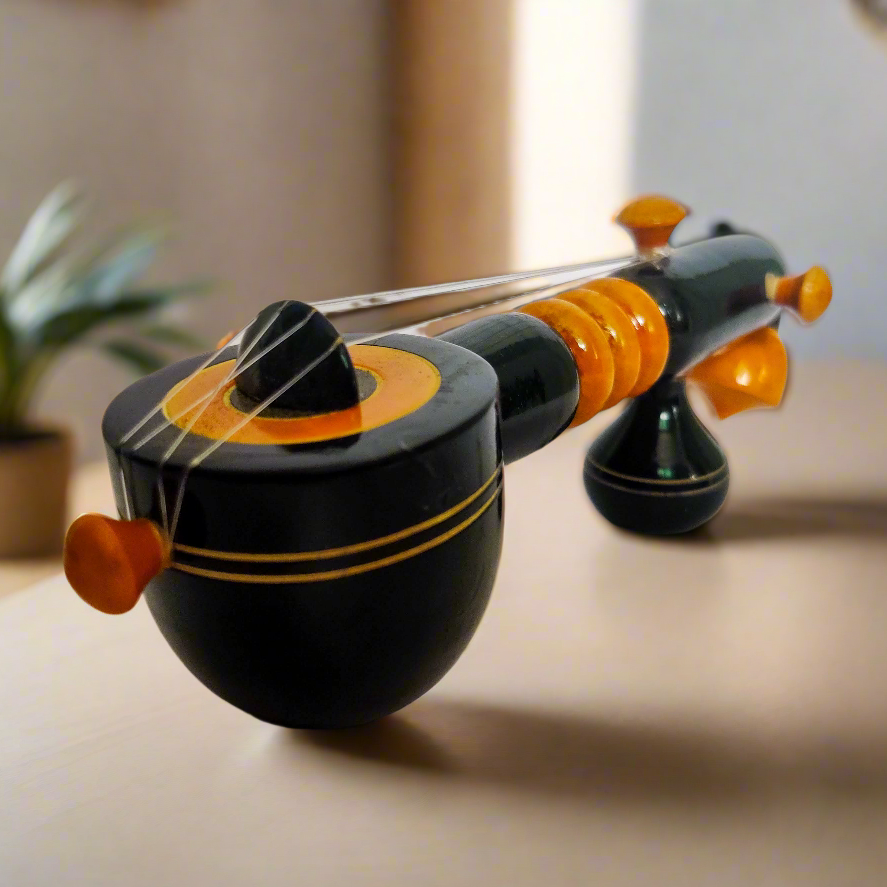 Handcrafted Wooden Veena Showpiece | Hand-Painted Indian Musical Instrument Decor & Gift