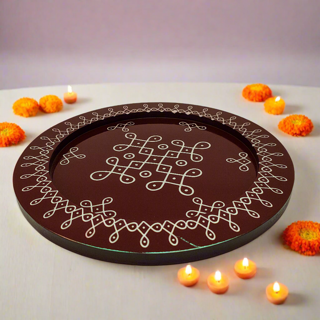 Rangoli Pooja Thali | Kolam Pooja Tray Décor Traditional