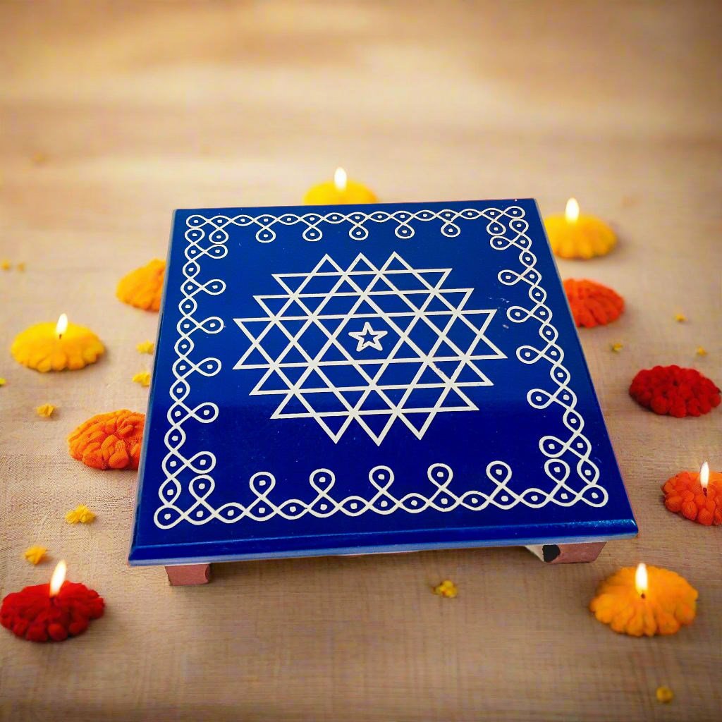 Traditional Wooden Peetha for Pooja & Festivals | Colors May Vary