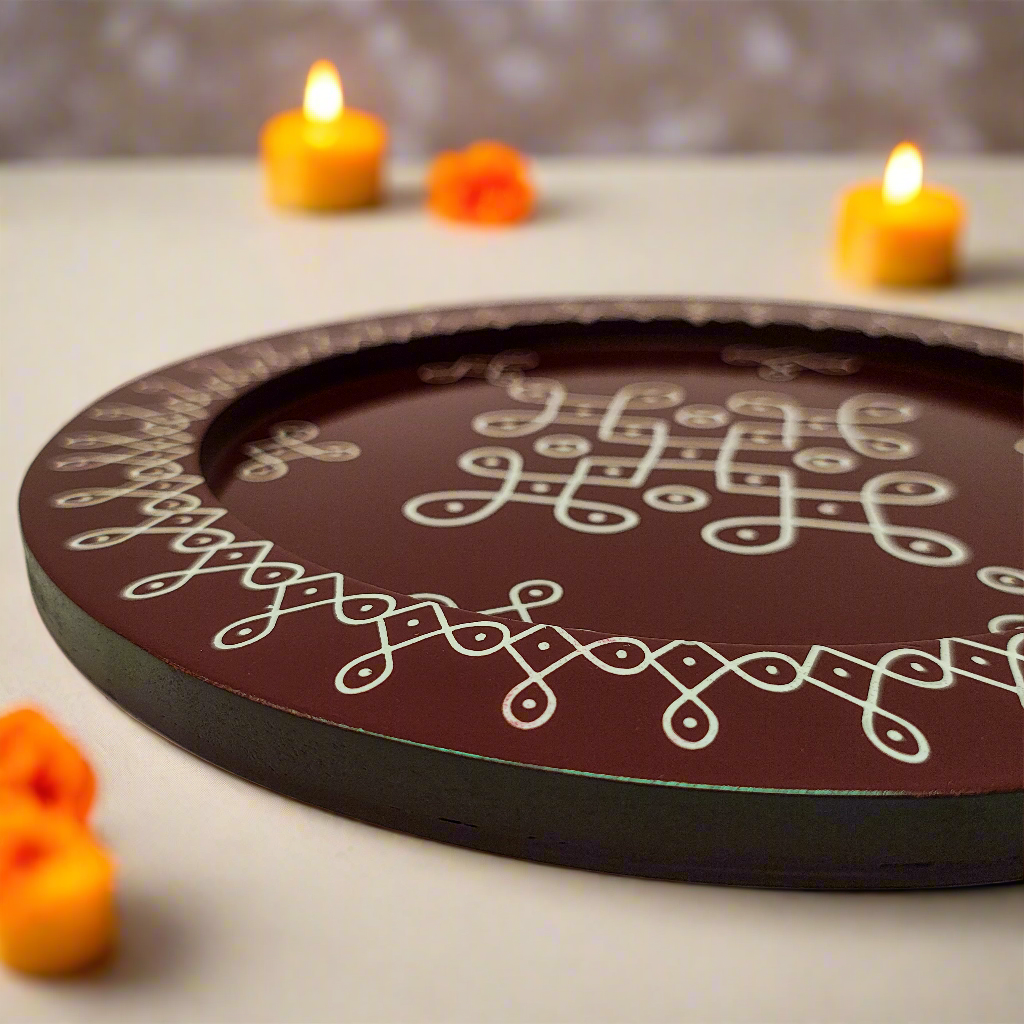 Rangoli Pooja Thali | Kolam Pooja Tray Décor Traditional