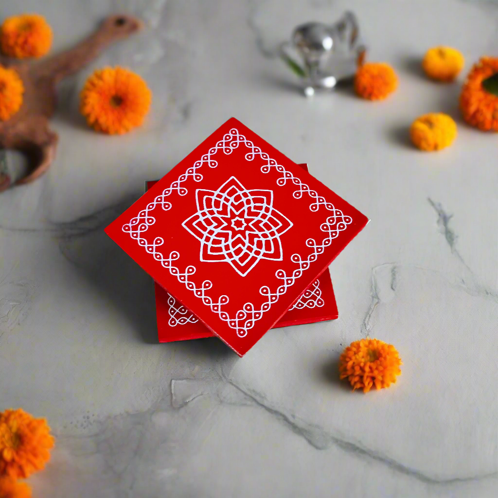 Traditional Wooden Peetha for Pooja & Festivals - 4 Inch | Set of 2