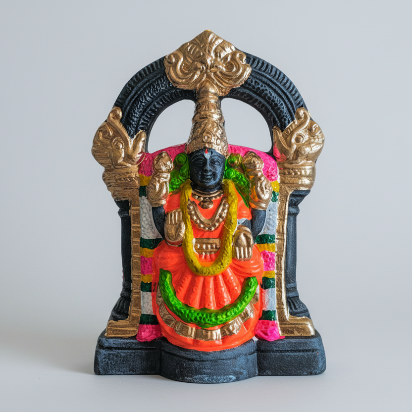 Serene Handcrafted Clay Lakshmi-Venkateswara Set (Timeless Stone Finish)