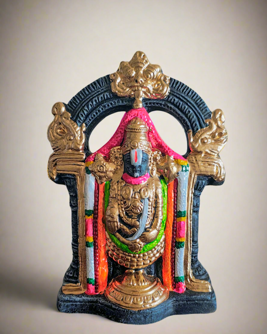 Serene Handcrafted Clay Lakshmi-Venkateswara Set (Timeless Stone Finish)