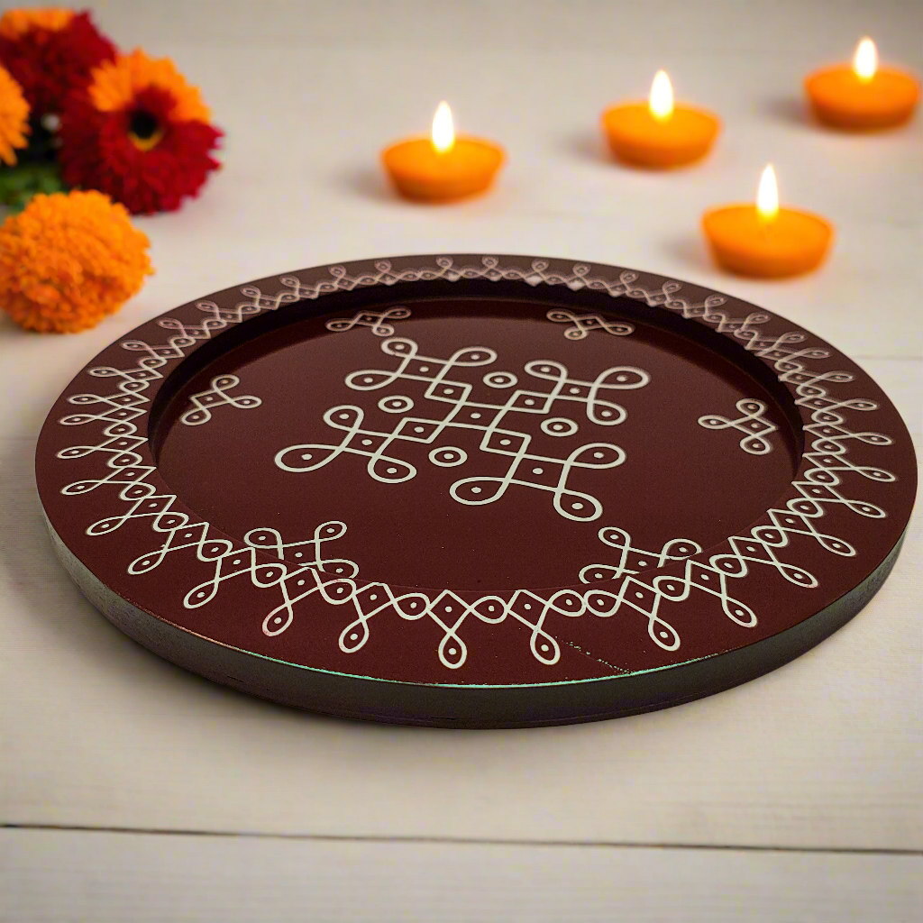 Rangoli Pooja Thali | Kolam Pooja Tray Décor Traditional