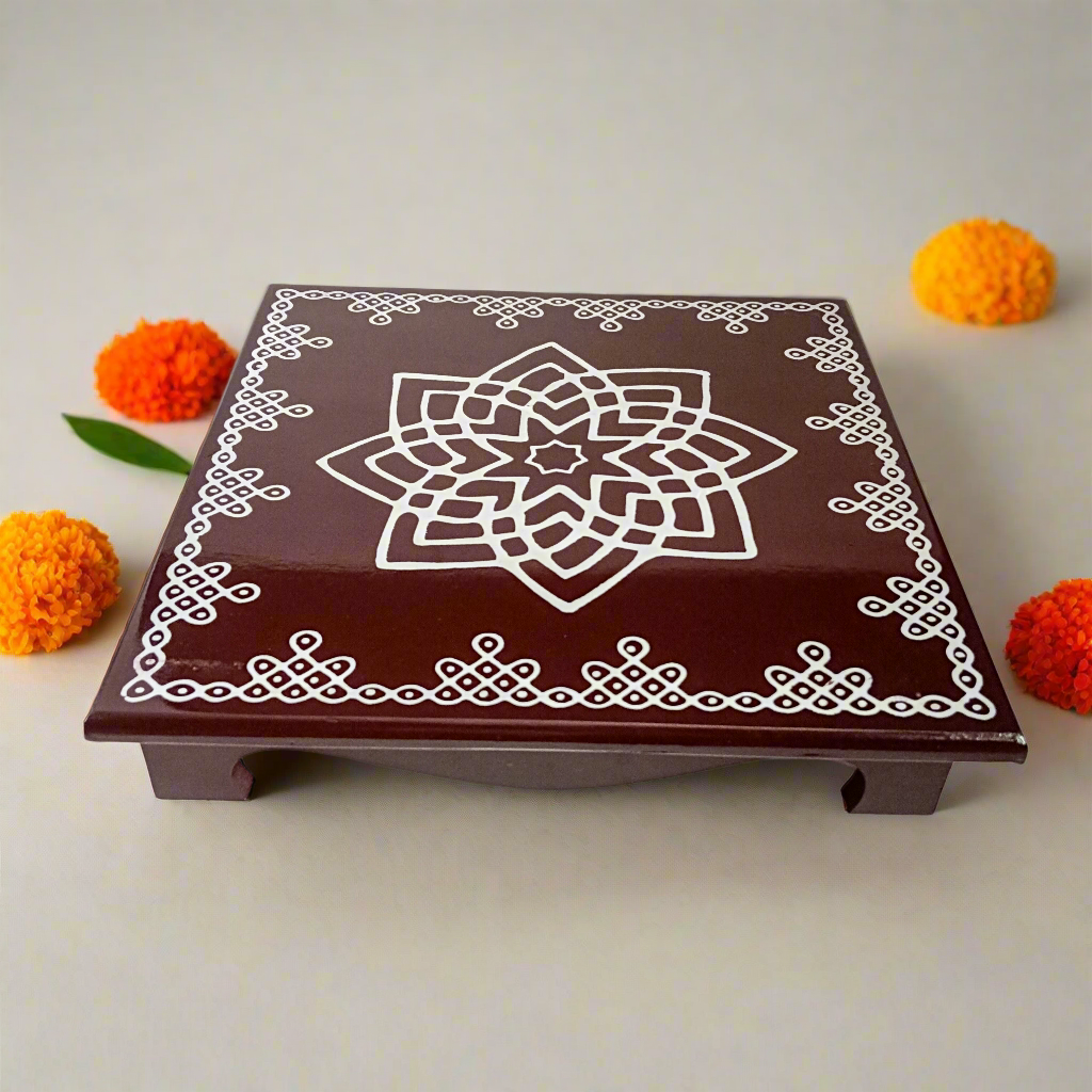 Traditional Wooden Peetha for Pooja & Festivals | Colors May Vary