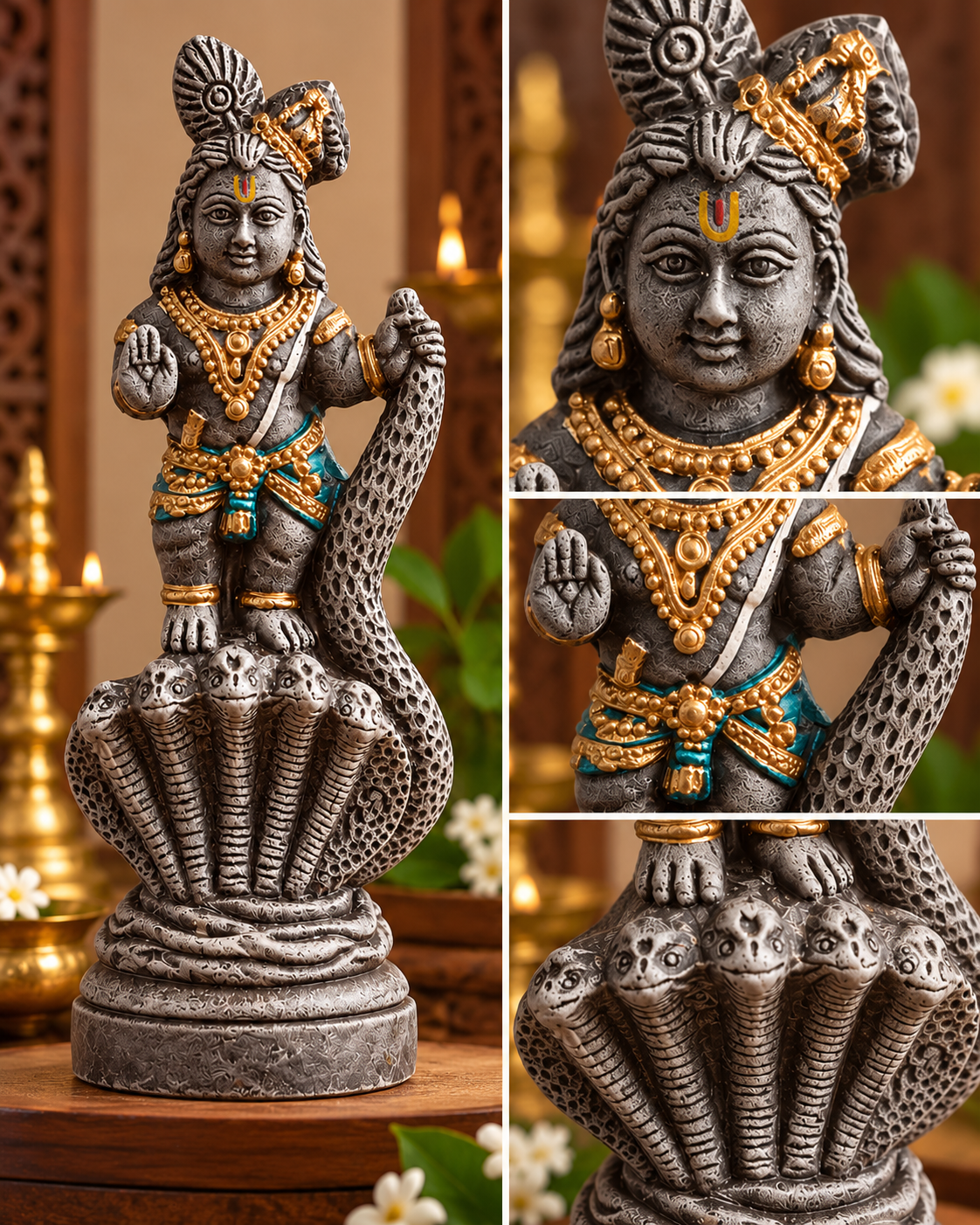 Handcrafted Kaliya Narthana Krishna Golu Doll – Dancing Krishna on Kaliya