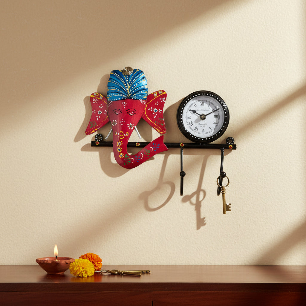 Wall Decor with Hooks and Time