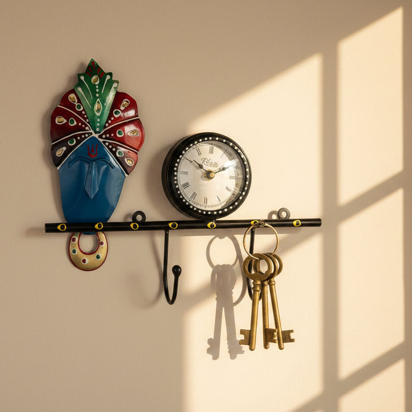 Wall Decor with Hooks and Time