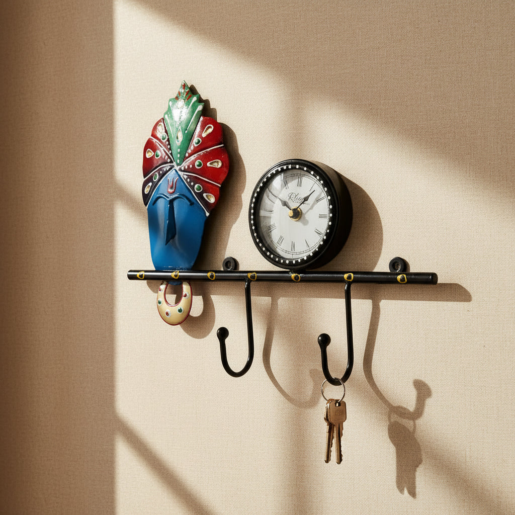 Wall Decor with Hooks and Time