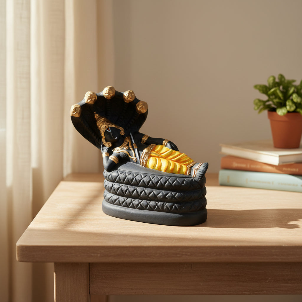 Handcrafted Clay Ananta Padmanabha Black