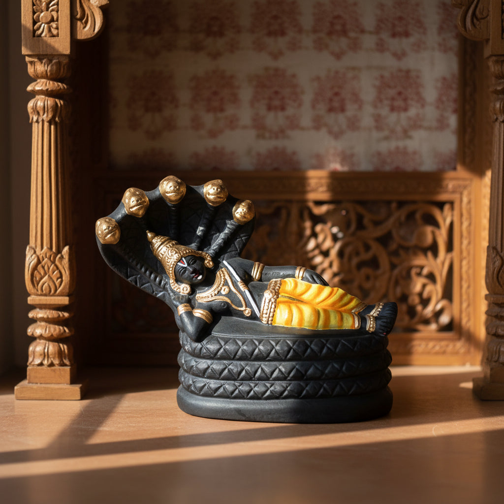 Handcrafted Clay Ananta Padmanabha Black