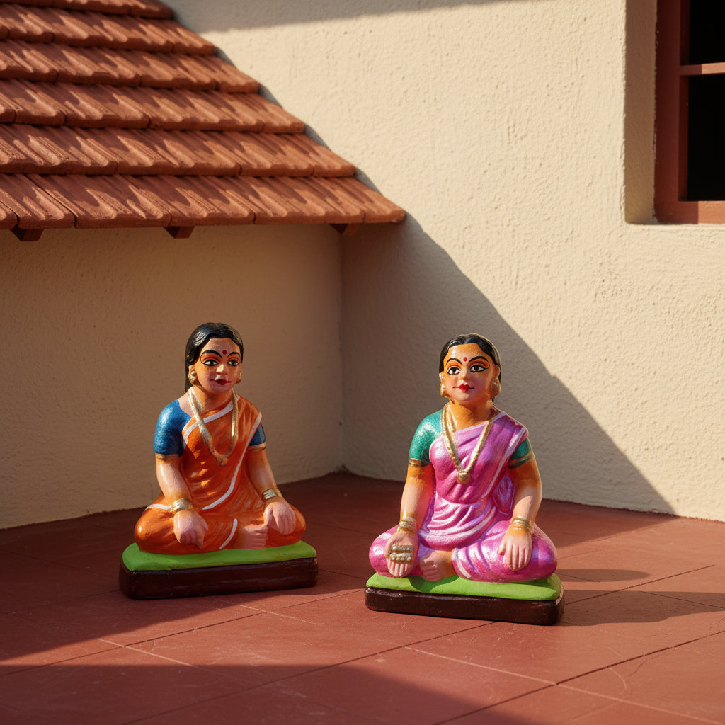Handcrafted Clay Pagade (Pachisi) Women Figurine Set