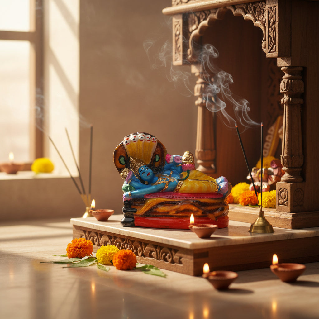 Serene Handcrafted Clay Ananta Padmanabha