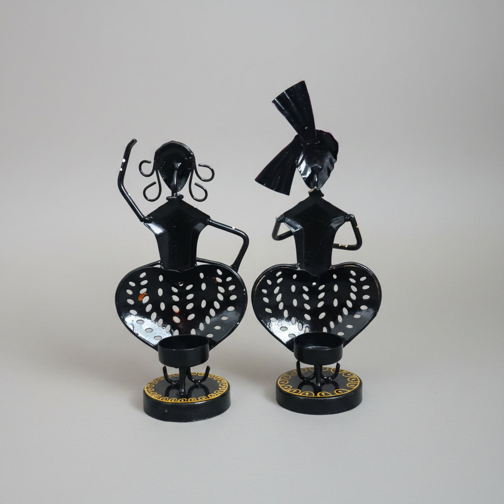 Rajasthani Sangeet Figurines – Handcrafted Metal Musician and Dancer candle holder
