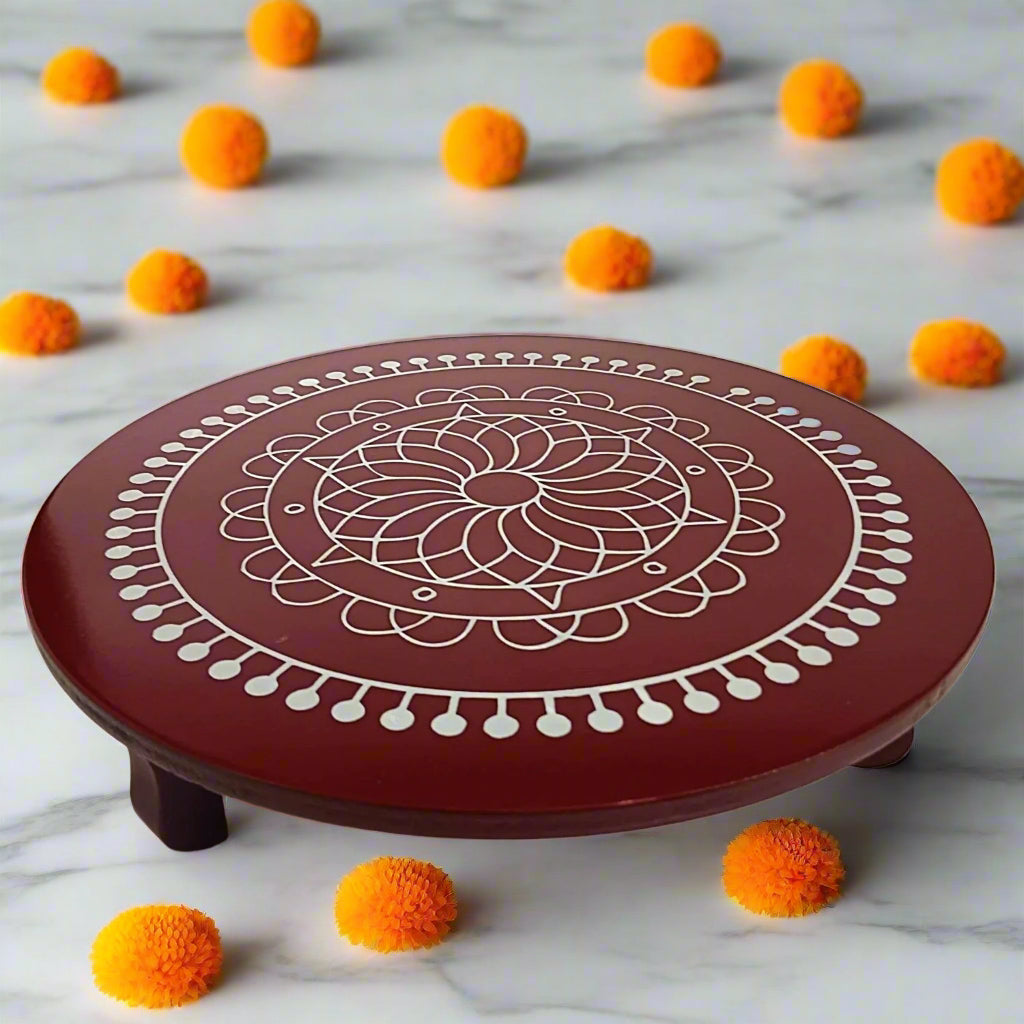 Warli Hand painted Round Peetha