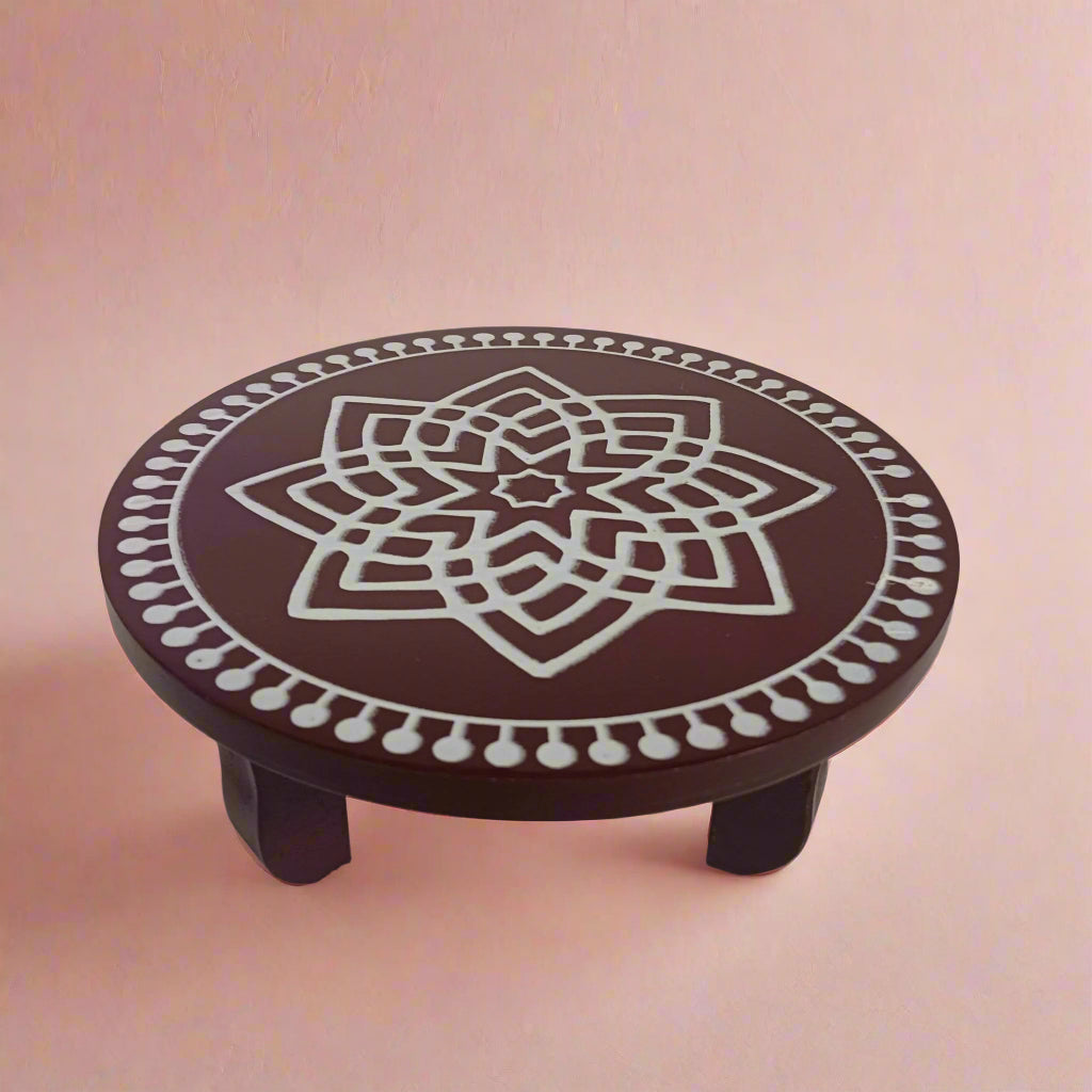 Round wooden stool