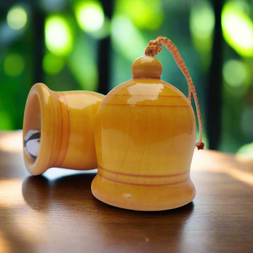 Wooden Bells Pairs Traditional Door Hanging Gifting Décor/ Set of 2 - WeToyToy Yellow