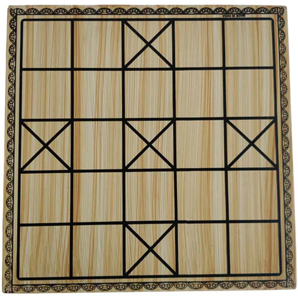 Wooden Chowkabara Traditional Strategy Board Game | One Board Double - Sided (5 & 7 House) - WeToyToy