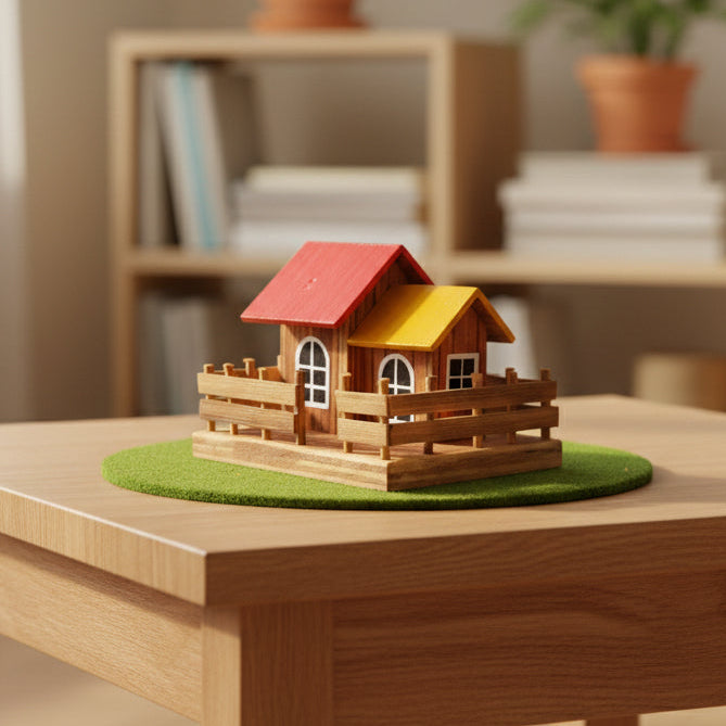 Wooden House Imaginative Play Décor Montessori - WeToyToy